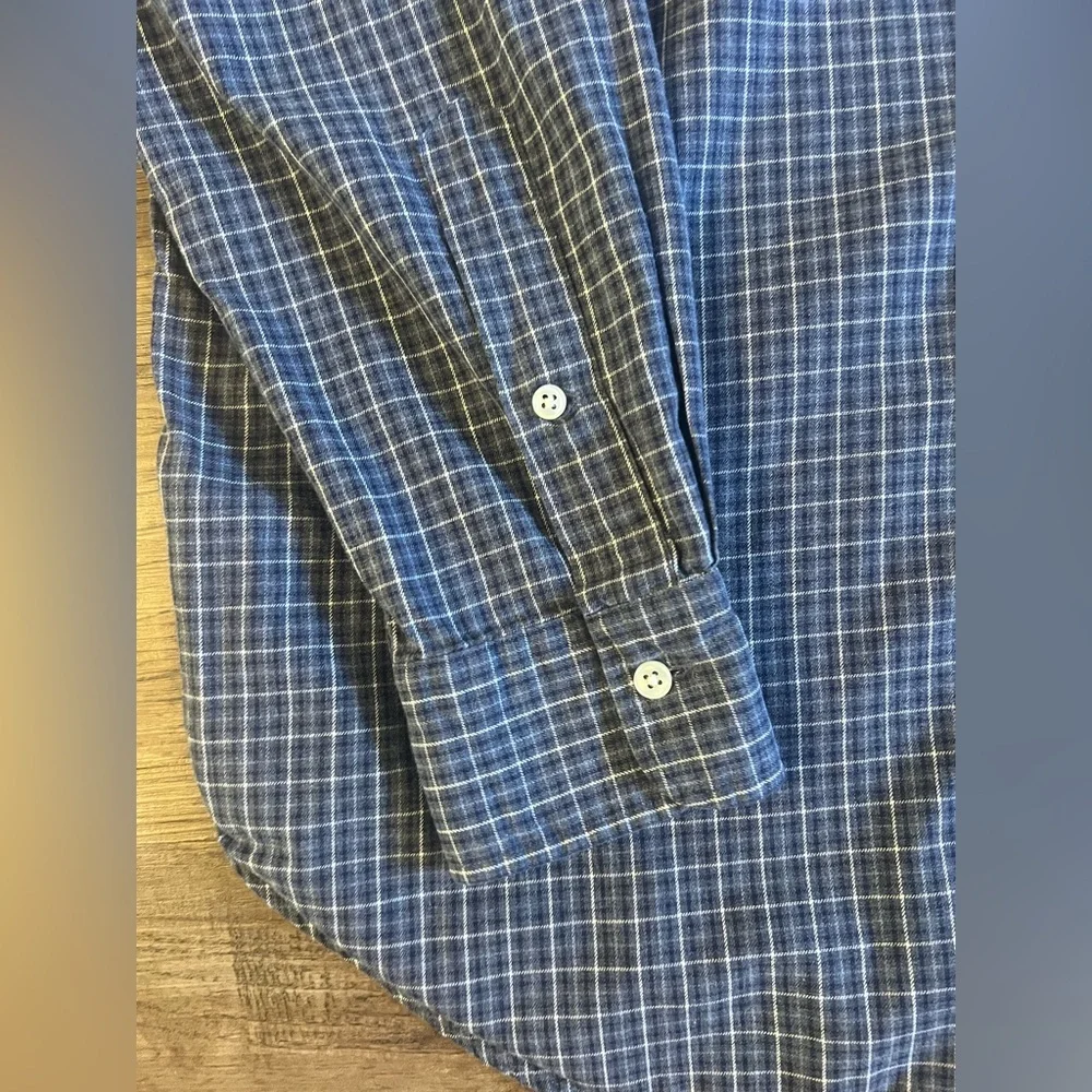 Vtg Polo Ralph Lauren Mens Shirt Large Blue Plaid Stanton‎ Classic Fit B1